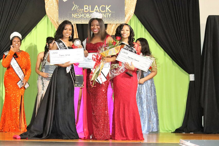Pictured, from left, are First Runner Up Imaria Wilson; 2023 Miss Black Neshoba County Marlee Washington; and Second Runner Up Christany Spencer.